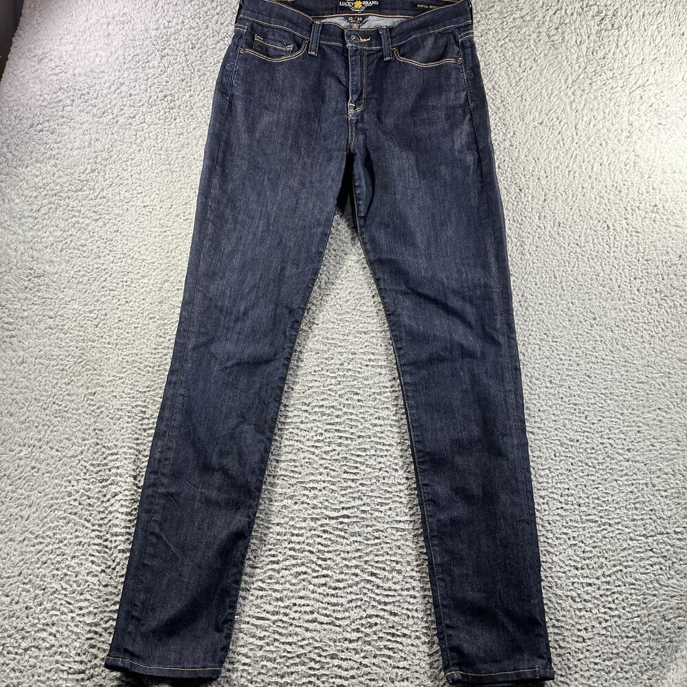 Lucky Brand Sofia Skinny Jeans Womens 10/30 Dark Wash Blue Denim Measures 32x32